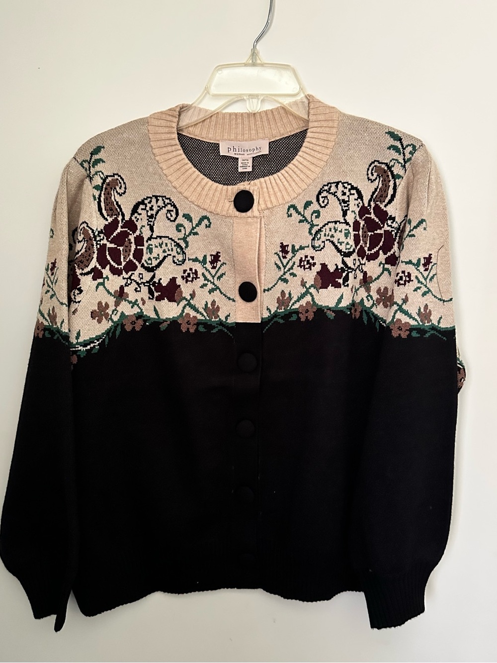 Philosophy Woman Garden Floral Paisley Button Fromt Knit Jacket Sweater NWT 1X